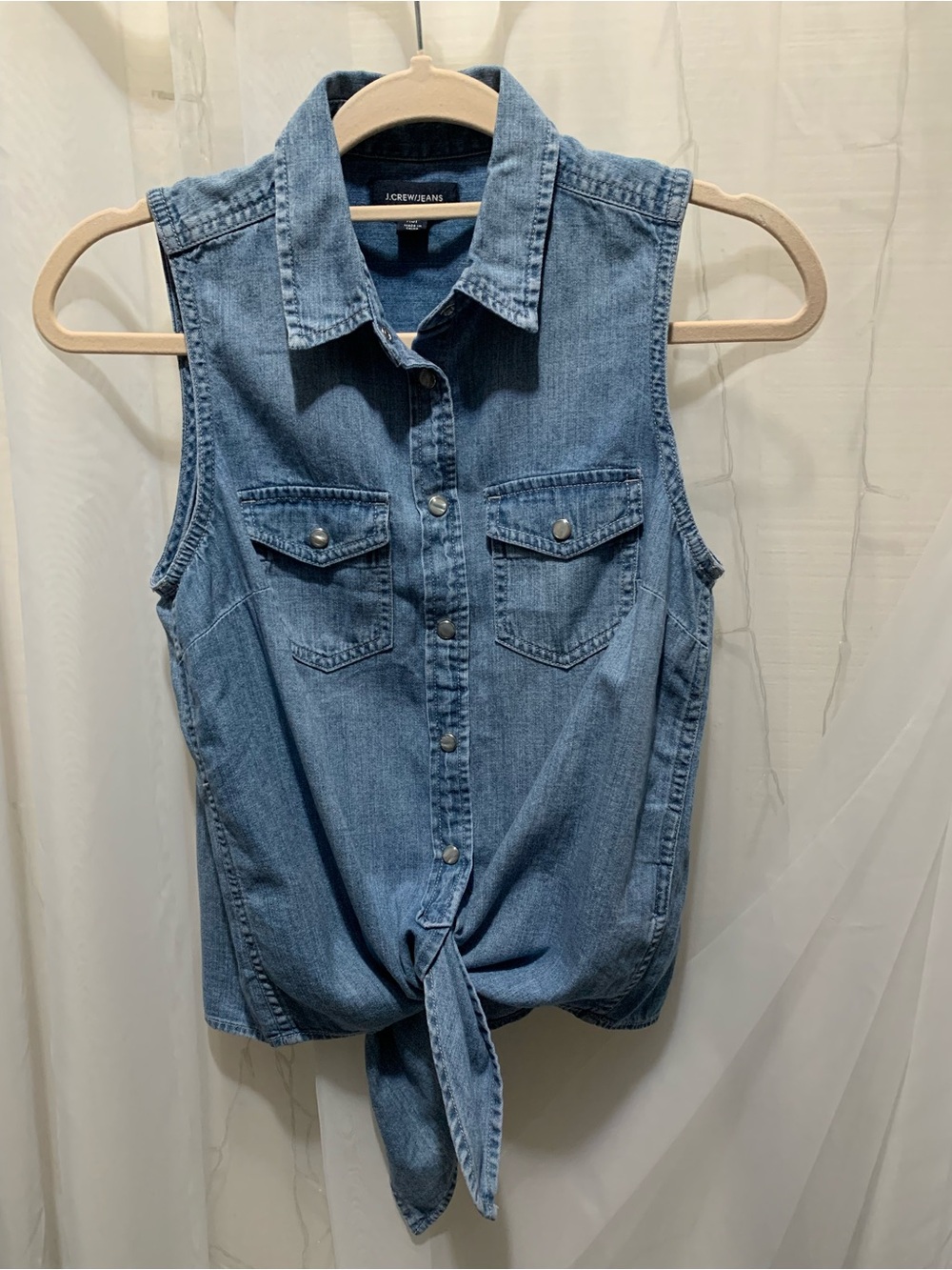 J.Crew Denim Chambray Sleeveless Button Down